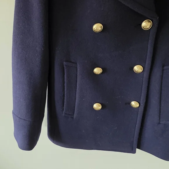 J. Crew 4 Old Money Ivy League Academia Stadium Cloth By Nello Gori Wool Peacoat - Picture 7 of 14
